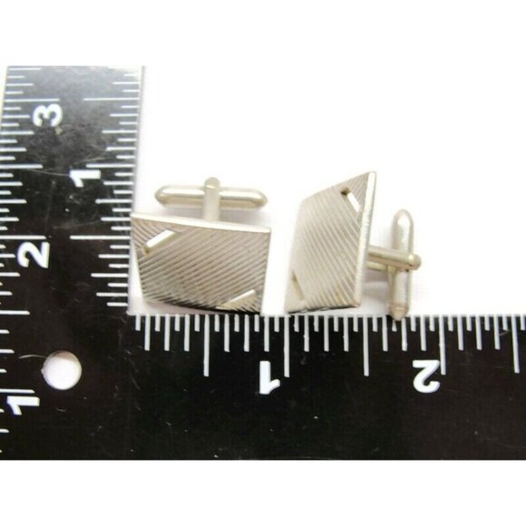 Swank Cufflinks Square Silver Tone Tux Shirt Dress Suit Vintage - Picture 5 of 7
